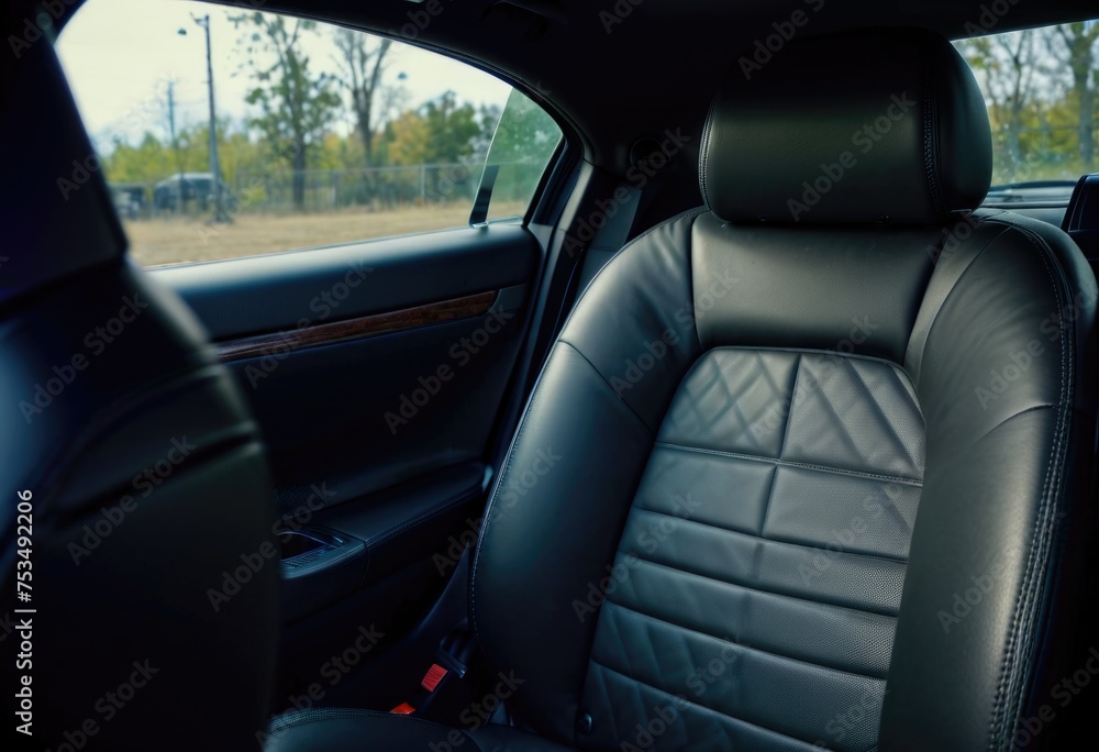 A close-up photo capturing the comfort and details of car seats inside a vehicle by ai generated