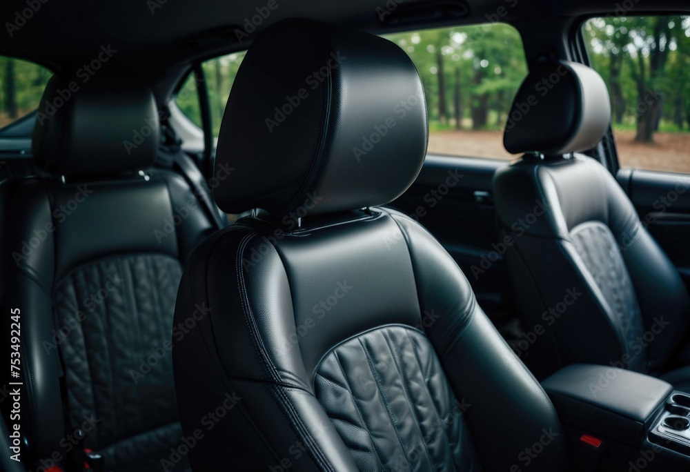 A close-up photo capturing the comfort and details of car seats inside a vehicle by ai generated A close-up photo capturing the comfort and details of car seats inside a vehicle by ai generated