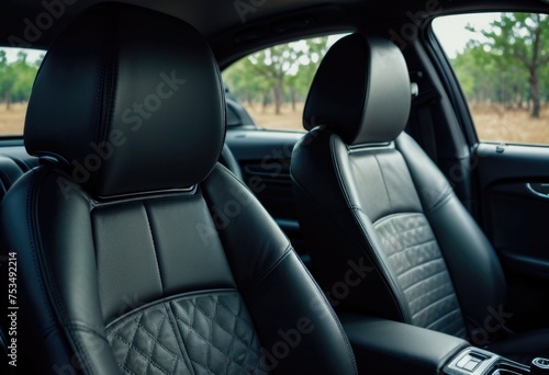A close-up photo capturing the comfort and details of car seats inside a vehicle by ai generated © SR Creative Idea