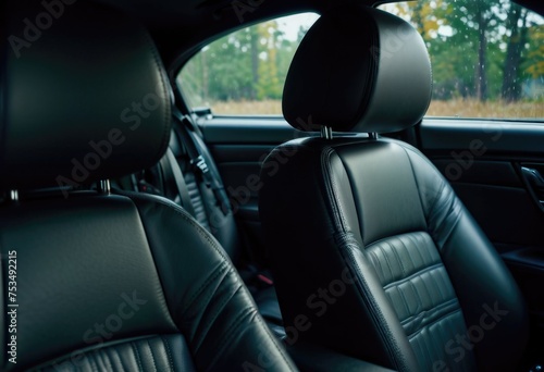 A close-up photo capturing the comfort and details of car seats inside a vehicle by ai generated
