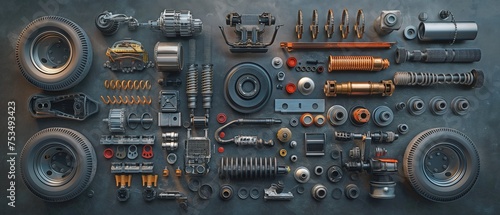 diverse vehicle parts and accessories