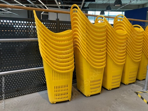 row of yellow carts
