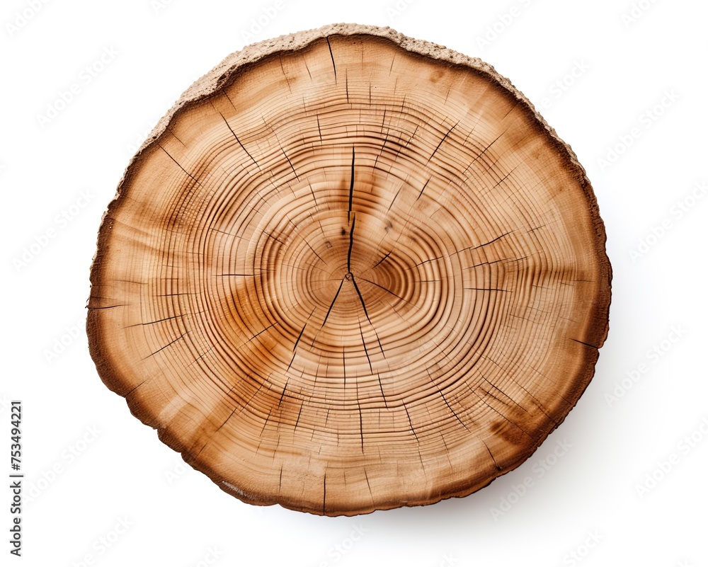 Isolated Tree Stump Circle: Smooth Texture and Warm Wood Grain. Cross-Section Cut With Age Rings Isolated Tree Stump Circle: Smooth Texture and Warm Wood Grain. Cross-Section Cut With Age Rings