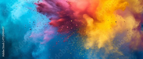Explosion of Vibrant Colors: A Stunning Display of Powder Pigments Dancing in the Air Captured in High Definition