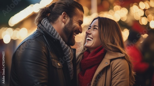 A Happy Couple Smiling and Laughing Together