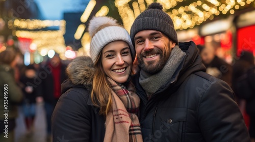 Wallpaper Mural A Happy Couple Smiling and Posing for a Photo Torontodigital.ca