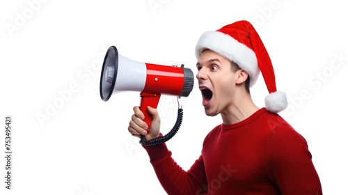 Santa Claus Shouting in a Noise Horn