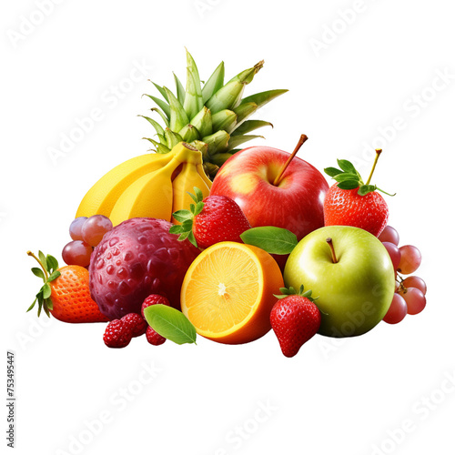 fruits on a white