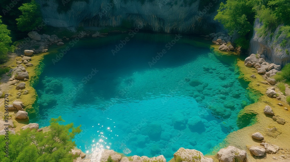 Serene Blue Mountain Lake with Clear Water Serene Blue Mountain Lake with Clear Water