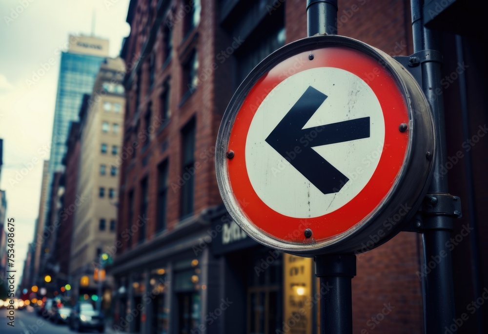 Close-up view of a Turn Right sign in the city, providing directional guidance for motorists by ai generated