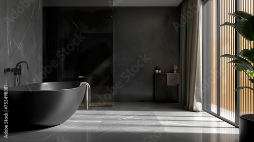 Large black bathroom a contemporary bathroom with black walls