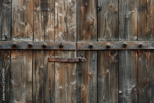 Rustic wooden planks on an old barn door