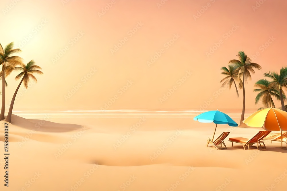 Beach travel summer holiday vacation concept background with copy space,