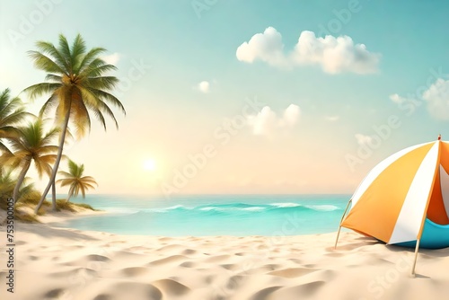 Beach travel summer holiday vacation concept background with copy space,