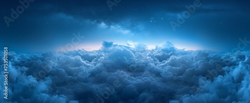 Majestic Celestial Skyscape with Ethereal Clouds and Starry Night - A Tranquil Panorama of the Heavens Above