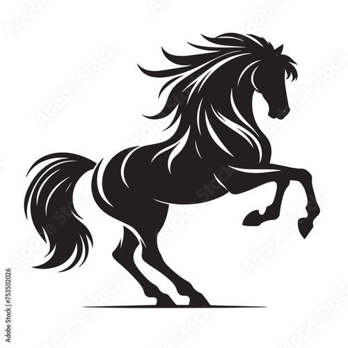 Fototapeta Naklejka Na Ścianę i Meble -  A silhouette of a running horse, horse vector png, horse silhouette, horse image