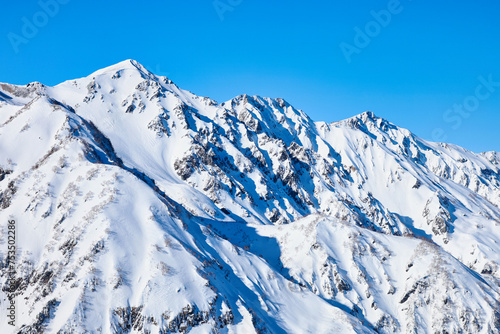冠雪の北アルプスの白馬岳