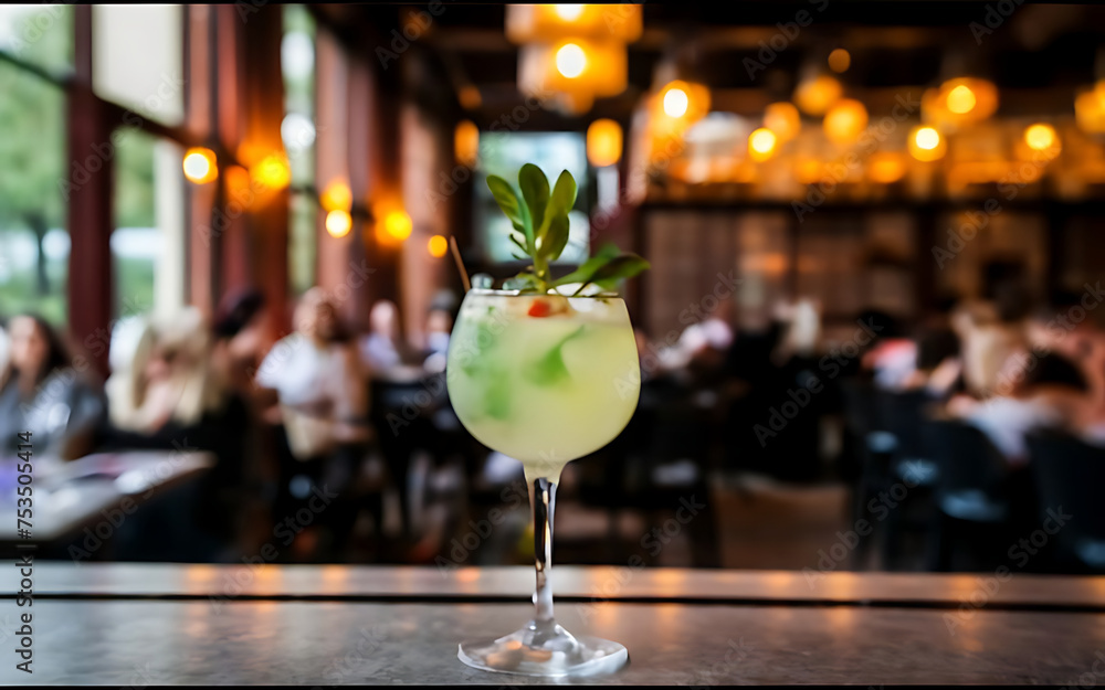 Cocktail on the table in a restaurant with a blurred background Cocktail on the table in a restaurant with a blurred background