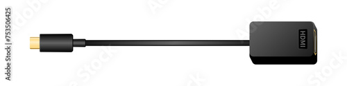 横向きの変換ケーブル_USB Type-C_オス_HDMI Type-A_メス