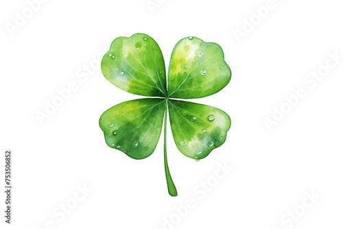 Green quatrefoil on a transparent background for greeting card, poster, holiday banner. Irish holiday St. Patrick's Day. photo
