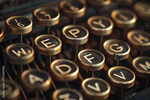 Close-up of vintage typewriter keys.
