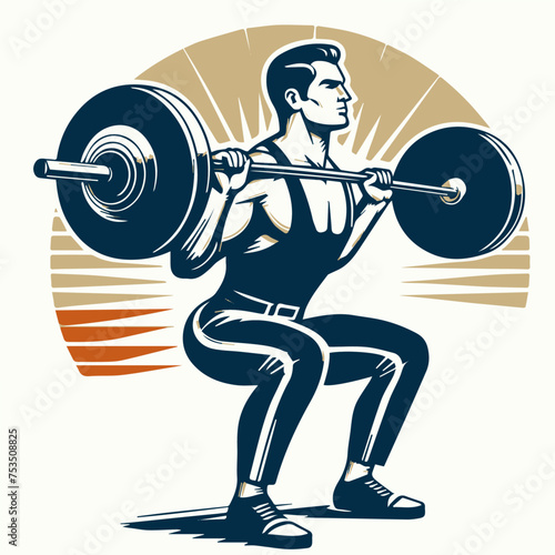 A vintage-style vector image of a man lifting weights embodies the timeless pursuit of strength and muscle, inspiring fitness and determination in your designs