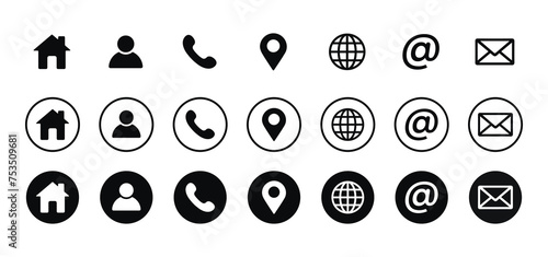 Web contact us icon. Business Contact Us information icons collection.
 photo