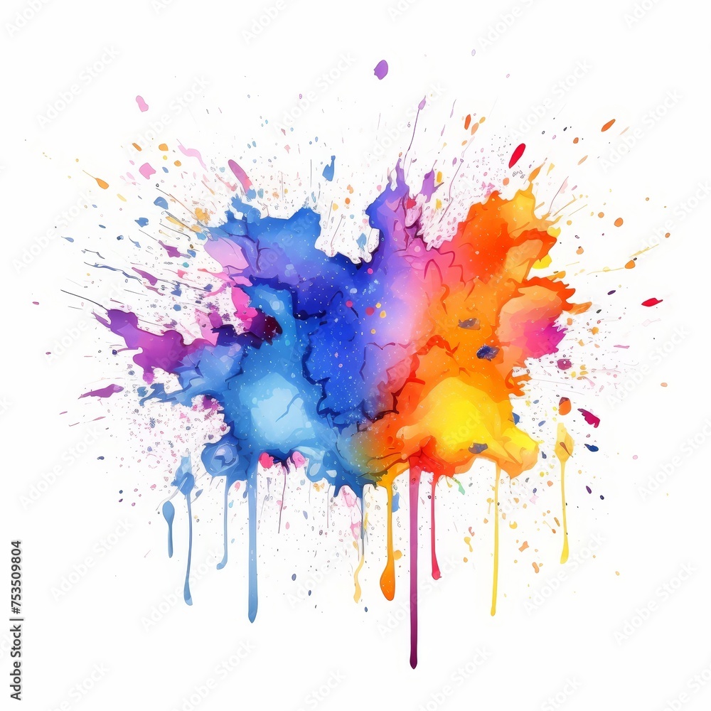 Vibrant Splash of Colors: Abstract Watercolor Illustration with Rainbow Spectrum