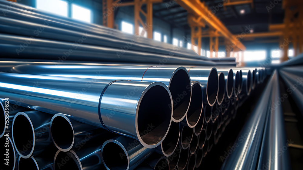 High quality steel pipes stored in warehouse High quality steel pipes stored in warehouse