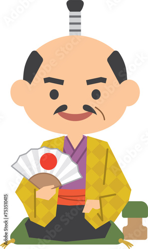 笑顔で座っているお殿様のイメージイラスト