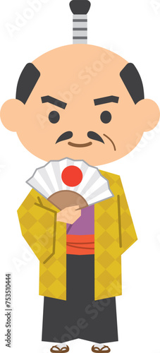扇子を持っているお殿様のイメージイラスト