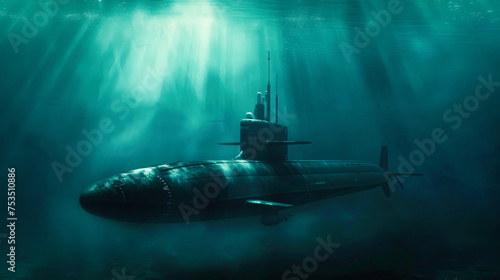 Wallpaper Mural A nuclear submarine underwater Torontodigital.ca