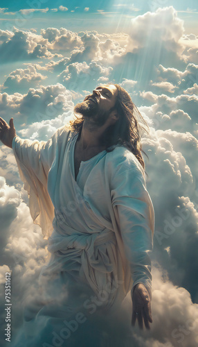 Vertical recreation of ascension of Jesus Christ to the kingdom of heaven