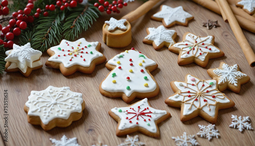 Christmas sweets and star-shaped cookies