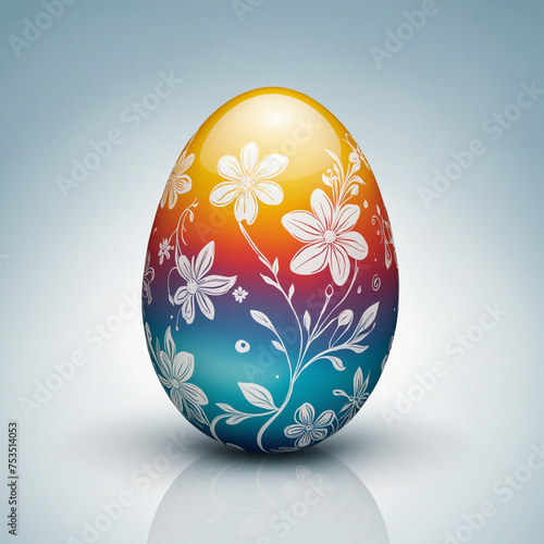 Beautiful easter egg, transparent background