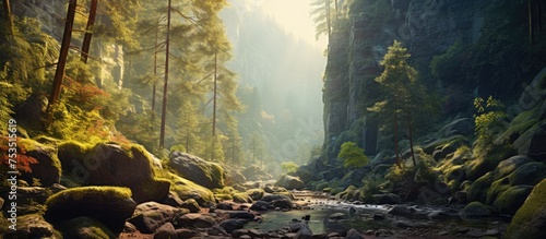 Tranquil Stream Flowing Amo...