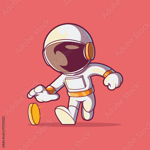 An astronaut character trying to catch a coin vector illustration. Finance, exploration design concept. (ID: 753515622)