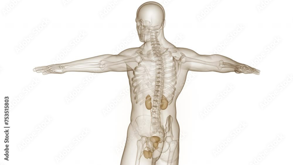 Human Urinary System Kidneys with Bladder Anatomy Animation Concept Human Urinary System Kidneys with Bladder Anatomy Animation Concept