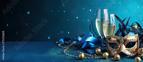 Elegant Blue and Gold Abstr...