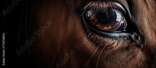 Soulful Gaze of a Majestic Horse: Intense Close-Up of Equine Eye Capturing the Essence of Resilience © vxnaghiyev