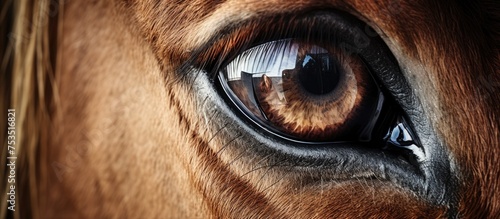 Intense Gaze: Close-up of a Powerful and Expressive Horse's Eye Capturing Attention © vxnaghiyev