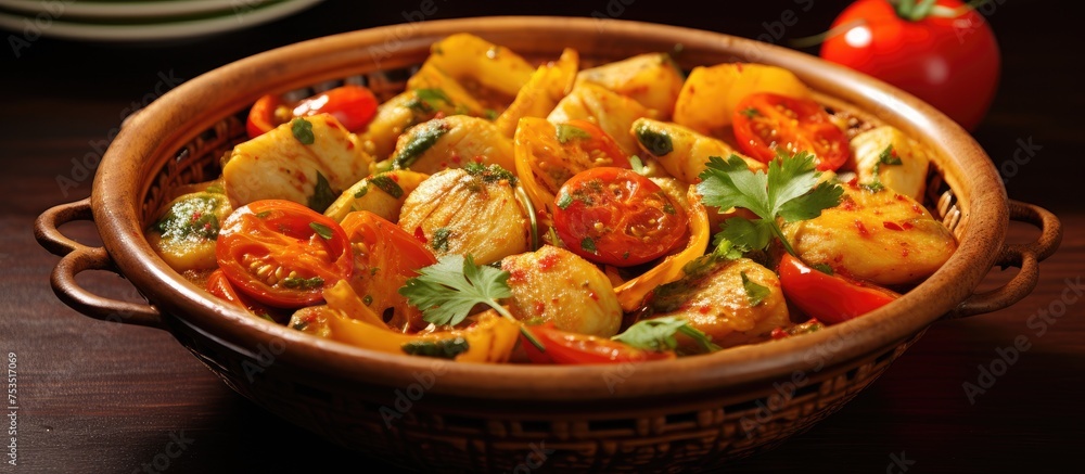 Vibrant Bowl of Fresh Food with Colorful Tomatoes and Bell Peppers, Healthy Eating Concept Vibrant Bowl of Fresh Food with Colorful Tomatoes and Bell Peppers, Healthy Eating Concept