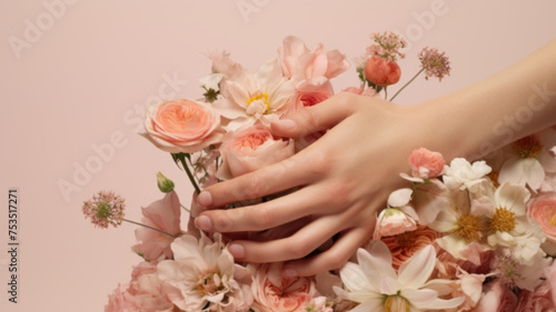 Gentle Hands Amidst a Soft Floral Arrangement © Natalia Klenova
