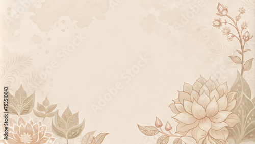 Vintage floral paper with abstract grunge texture and antique design