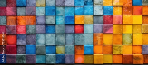 Vibrant Array of Multicolored Building Blocks Displayed on a Colorful Wall