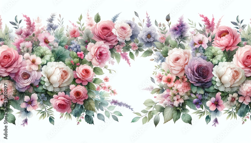 Watercolor of flower bouquets