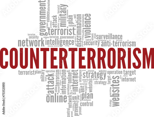Counterterrorism word cloud conceptual design isolated on white background.