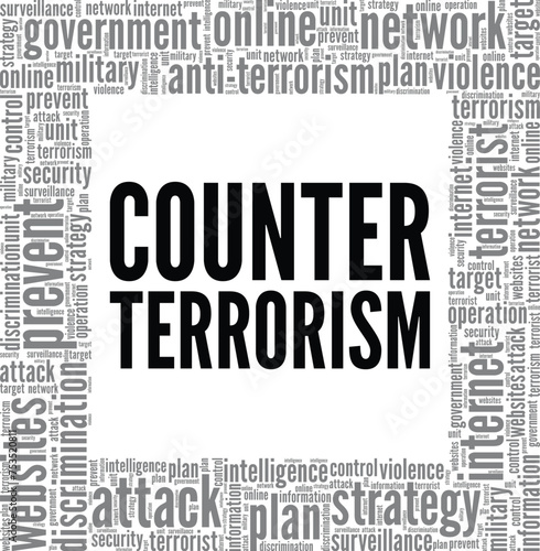 Counterterrorism word cloud conceptual design isolated on white background.
