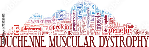 DMD Duchenne Muscular Dystrophy word cloud conceptual design isolated on white background.
