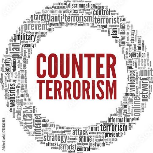 Counterterrorism word cloud conceptual design isolated on white background.